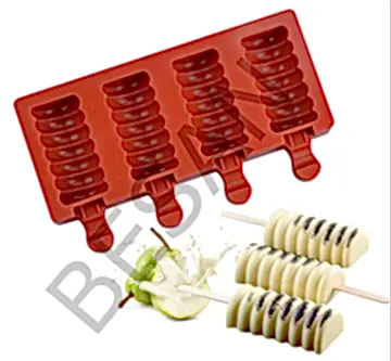 SİLİKON DONDURMA KALIBI TWISTER 4'LÜ - 50 ADET TAHTA ÇUBUK HEDİYELİ