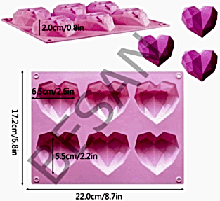 SİLİKON ELMAS KALP 6LI ( BEYAZ RENK )