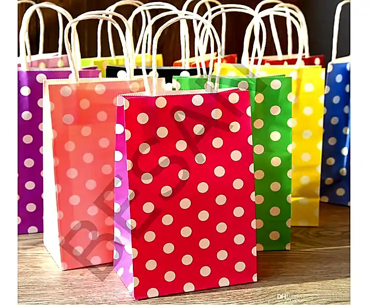 KAĞIT POŞET ÇANTA  PUANTİYELİ 18*8*24 CM -   25 ADET/PAKET