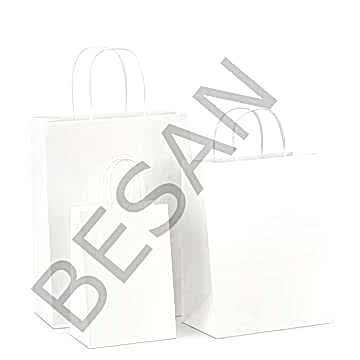 KAĞIT POŞET ÇANTA KRAFT BEYAZ 20*11,5*26 cm