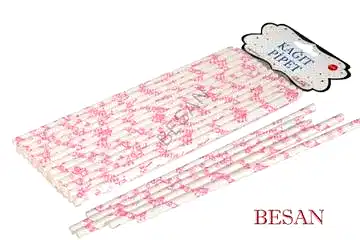 KAĞIT PİPET 20 CM - Ø6MM. PEMBE- PRINCESS  25 ADET