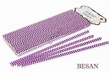 KAĞIT PİPET 20 CM - Ø6MM. MOR ZİGZAG DESEN 25 ADET