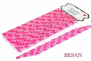 KAĞIT PİPET 20 CM - Ø6MM. FUŞYA ÇİÇEK DESEN 25 ADET