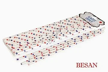 KAĞIT PİPET UZUN 26 CM - Ø6MM. KIRMIZI MAVİ YILDIZ / 25 ADET