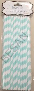 KAĞIT PİPET 20 CM - Ø6MM. MAVİ-BEYAZ SPİRAL  25 ADET