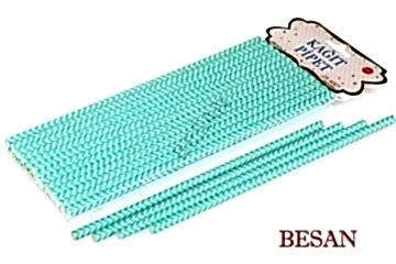 KAĞIT PİPET 20 CM - Ø6MM. YEŞİL ZİGZAG DESEN 25 ADET