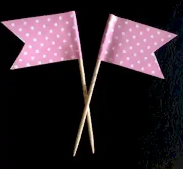 PEMBE PUANTİYE BAYRAK DEKORATİF KÜRDAN - 10 ADET