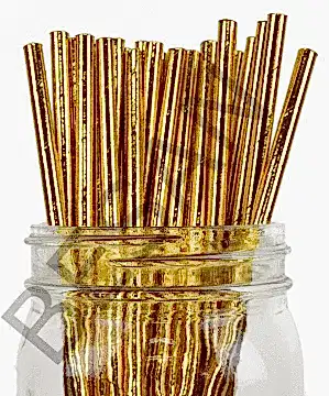 KAĞIT PİPET 20 CM - Ø6MM. PARLAK ALTIN / 25 ADET