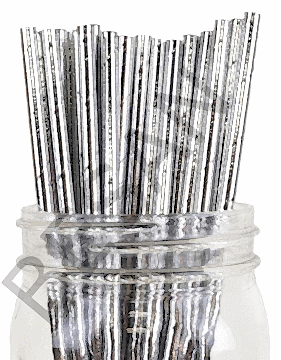 KAĞIT PİPET 20 CM - Ø6MM. PARLAK GÜMÜŞ / 25 ADET