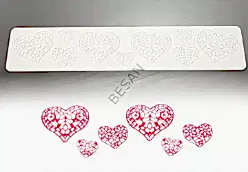 SİLİKON DANTEL KALIP KALP DESEN