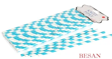 KAĞIT PİPET UZUN 26 CM - Ø6MM. MAVİ-BEYAZ SPİRAL / 25 ADET