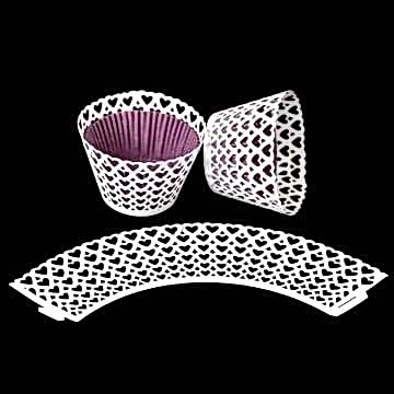 CUPCAKE KENAR DANTELİ - SIK KALP BEYAZ - 10 ADET