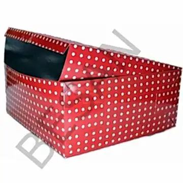 KARTON KUTU KIRMIZI PUANTİYE 40x45cm. 1 ADET