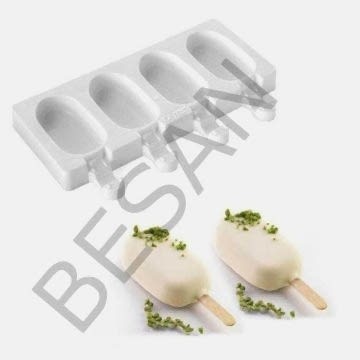 SİLİKON DONDURMA KALIBI 4'LÜ MİNİ BOY - 50 ADET ÇUBUK DAHİL