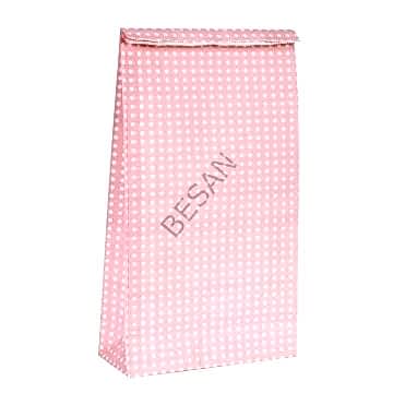 KAĞIT HEDİYE/KURABİYE PAKETİ - 25*15*16CM PEMBE PUANTİYE 10 ADET / PAKET