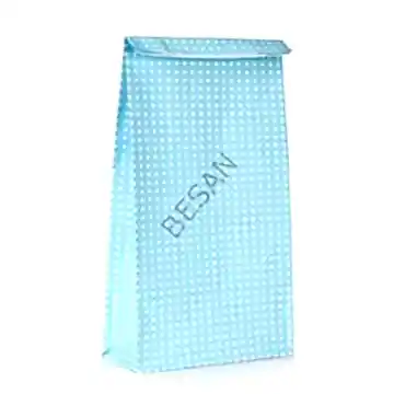 KAĞIT HEDİYE/KURABİYE PAKETİ - 25*15*16CM MAVİ PUANTİYE 10 ADET / PAKET