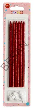 SİMLİ MUM 14CM KIRMIZI 6'LI SET